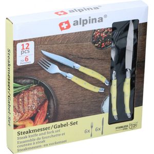 Alpina 12 Delige Steakmessen en Vorken Set