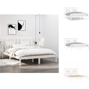 vidaXL Bed Grenenhout - Classic s - Bedframes - 205.5 x 166 x 100 cm - Wit - Bed