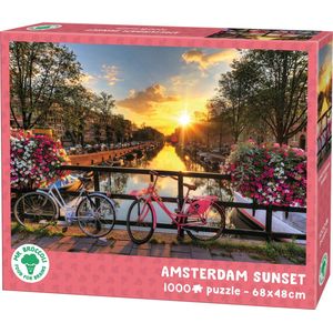 Mr. Broccoli Puzzel 1000 Stukjes Volwassenen - Amsterdam Sunset - Legpuzzel Zonsondergang op de Grachten - FSC® - Steden Collectie - 68 x 48 cm