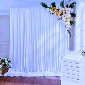 Elegante Bruiloft Fotowand Achtergrond - 6 Paneel Zachte Zijdeachtige Witte Gordijnen Voor Feest, Verjaardag En Babyshower Decoratie (9x3m)