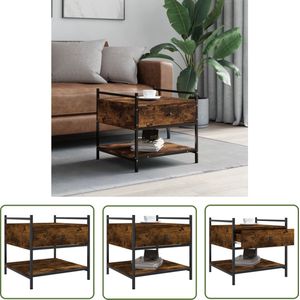 The Living Store Salontafel 50x50x50 cm bewerkt hout gerookt eikenkleurig - Salontafel - Bijzettafel - Houten Salontafel - Bruine Salontafel - Gerookte Eiken Salontafel