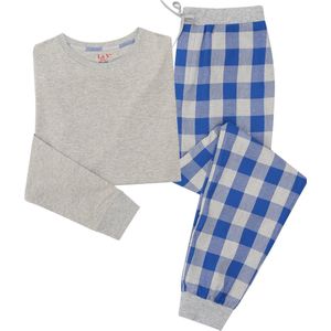 La-V pyjama sets voor heren met flanel joggingbroek Grijs/blauw L (Valt klein)