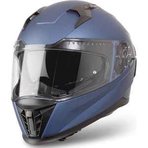 VINZ Perez Integraalhelm met Zonnevizier | Scooterhelm & Motorhelm & Brommerhelm | ECE 22.06 goedgekeurd | Voor Heren & Dames | Lichtgewicht 1500 gram | Inclusief Opbergzak | Metallic Blue - L