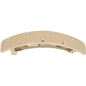 Haarsoires Haarspeld Glanzend Beige – Rechte Patentspeld 9cm – Met Zilverkleurige Studs – Stoer & Elegant - Haarspelden voor Dames - Haarklem - Haarclip - Haaraccessoires - Hair Clip - Decoratieve Haaraccessoire