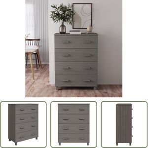 The Living Store HAMAR Dressoir - Grenenhout - lichtgrijs - 79x40x103.5 cm - 4 lades