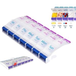 Medicijnendoosje I Pillendoosje I Pillendoos I Medicijn doosje I Pil Box I Met Drukknop I 7 dagen I 2 Dagdelen