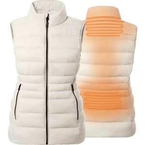Verwarmde Mouwloze Vest - Slim Fit Voor Vrouwen - extra gevoerde kraag - Super Power technologie - taupe