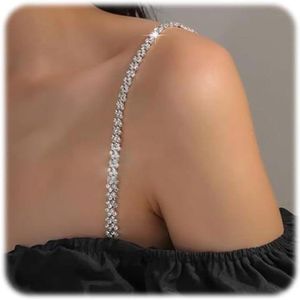 Allecto plus - Verstelbare Strass Schouderbandjes voor Jurken en Tops - Glanzend en Antislip - Ideaal voor Bruiloften - Zilverkleurig