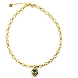Ketting Hart Luminous Green Luxury Chain Goud | 18 karaat gouden plating | Staal - 40 cm + 5 cm extra | Buddha Ibiza