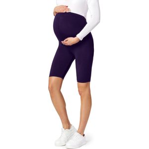 Be Mammy Dames Zwangerschapsleggings - Vrijetijdsbroek – Korte - Viscose - BE-Leggings-04 - Pruim - S
