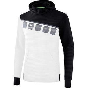 Erima Teamline 5-C Sweatshirt met Capuchon Wit-Zwart-Donkergrijs Maat XL