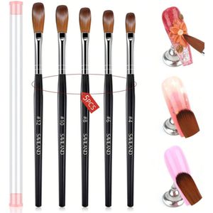 GUAPÀ® Acryl Penseel | 5 pcs Acrylic Brushes | Nagel Penselen | Nail Art penselen | Nail Brush | Nepnagels | Acrylic Nails | Acryl Poeder | Acryl Liquid | Acryl Brush Nr 4 T/M Nr 12 | Acryl Forms | 5 Acryl Penselen Zwart