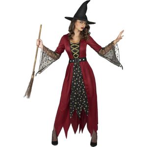 Vegaoo - Rood en goudkleurig heksenkostuum voor vrouwen