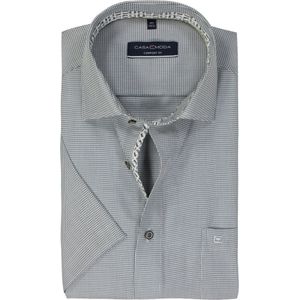 CASA MODA - Multicolor Fantasie - Overhemd - Wit met Blauw en Groen Dessin - Korte Mouw - Strijkvrij