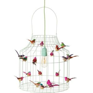Mintgroene babykamer hanglamp mint en rozes-smet vogeltjes nét echt