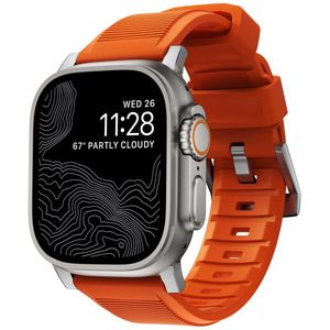 Nomad Rugged Band - geschikt voor Apple watch 45/49 - Silver - Ultra Orange