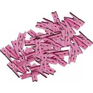 80x stuks mini knijpers roze - 2 cm - Geboorte meisje knijpertjes - Kaartje ophangen kleine knijpertjes