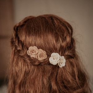 Haarspeldjes Meisje – Antislip - Baby - Rozen - Bruin - crème - 2 stuks