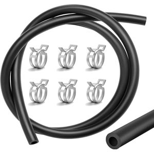 15/64 inch Ø 6 mm brandstofgasleidingskit - 1 meter benzineslang met 5 slangklemmen voor motoren en auto's