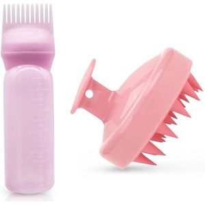 2-pack wortelkam applicator fles en hoofdhuid massager shampoo borstel haarverf voor thuis salon kam applicators