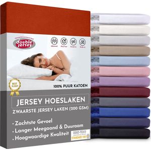 Double Jersey Hoeslaken - Hoeslaken  120x200+30 cm - 100% Katoen  Terra