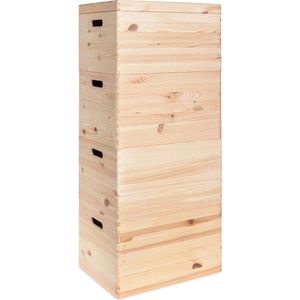 Haudt® Houten stapelkist set - 4 x KIM Maxi -houten kisten - opbergkist - vurenhout