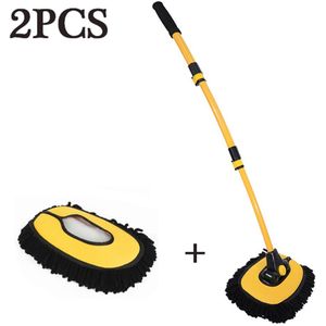 2PCS Auto Reinigingsset: Telescopische Car Wash Mop, Lange Handvat Schoonmaakborstel, Inklapbare Gebogen Stang, Kwaliteit Auto Wasborstel - Nieuwe Superieure Auto Reinigingstools