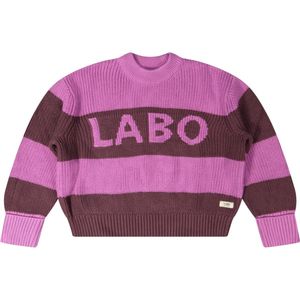 Gebreide trui Rhone roze met bruin 110-116