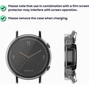 kwmobile 2x cover geschikt voor Huawei Watch GT2 (42mm) - Fitnesstracker cover van gehard glas en kunststof frame set transparant / zwart