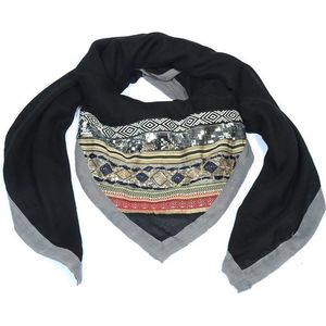 Zwarte Sjaal Arabian Print - Pailletten + Print Sjaals - Dames Sjaals - Zwart