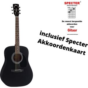 Cort akoestische gitaar met handige akkoordenkaart zwart