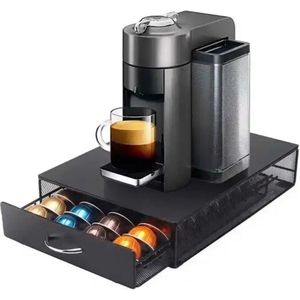 TammaT - Capsule houder - Nespresso - Voor 40 koffie capsules - Cups houder met lade - onder koffiezetapparaat - 39*28*8,5cm - Voor koffiecups -Zwart