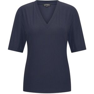 Travel Shirt V-Neck Ribbed MP202644 Dark Blue