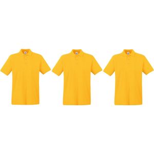 3-Pack maat L geel polo shirt premium van katoen voor heren - Polo t-shirts voor heren