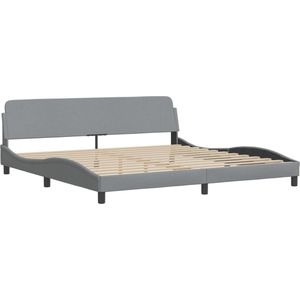 vidaXL - Bedframe - met - hoofdbord - stof - lichtgrijs - 200x200 - cm