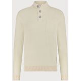 Blue Industry - Gebreide Trui - Beige - Half Zip - Knopen