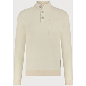 Blue Industry - Gebreide Trui - Beige - Half Zip - Knopen