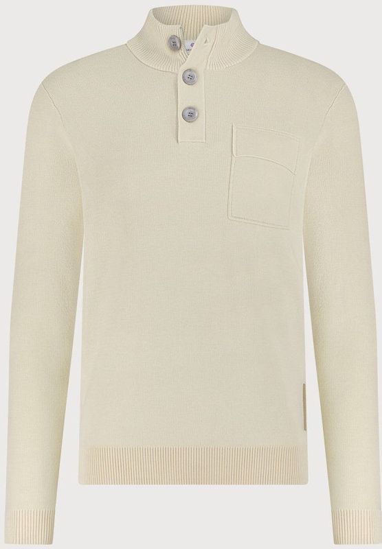 Blue Industry - Gebreide Trui - Beige - Half Zip - Knopen