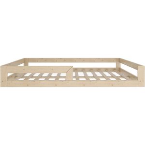 Need Sleep - Montessori Kinderbed Vloerbed met Uitvalbescherming - Naturel Hout - 120x200 cm - Inclusief Lattenbodem