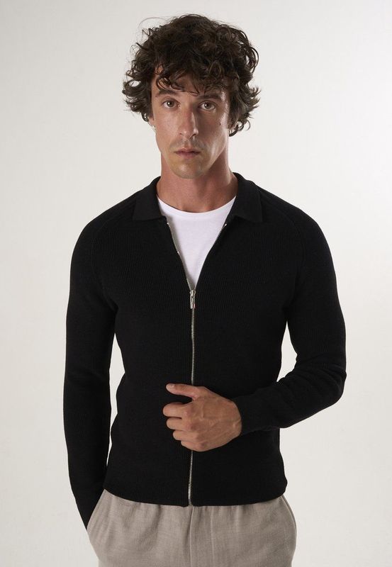 Felix Hardy Vest Met Rits - Cardigan - 100% Katoen Heren Zwart - 2Xl