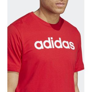 adidas Sportswear Essentials Single Jersey Linear Geborduurd Logo T-shirt - Heren - Rood- M