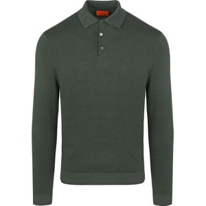 Suitable Compact Cotton Poloshirt Donkergroen - Maat M - Heren - Longsleeve polo