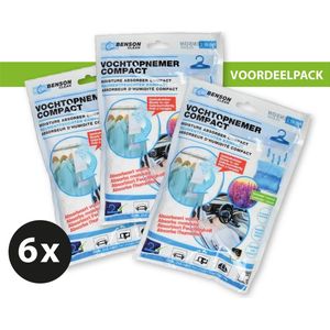 Benson clean vochtvreter compact - 210 gram - 6 stuks - met hanger - Lavendel
