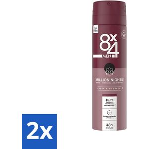 8 x 4 Deospray Men - No.18 Millions Nights - Deodorant - Voor Heren - 150 ml - Voordeelverpakking - 2 stuks