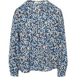 Blouse - Navy - Regular Fit - Lange Mouwen - Ronde Hals - Met Print All-Over