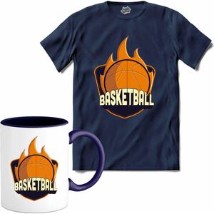 Basketball | Basketbal - Sport - Basketball - T-Shirt met mok - Unisex - Navy Blue - Maat S