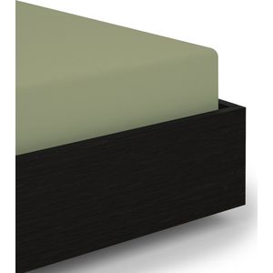 Excellent katoen/satijn hoeslaken licht groen - 180x200 (lits-jumeaux) - subtiel glanzend - heerlijk zacht en soepel - stijlvolle uitstraling - luxe kwaliteit - extra hoge hoekhoogte - perfecte pasvorm