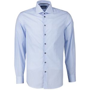 Ledub modern fit overhemd - mouwlengte 72 cm - popeline - lichtblauw dessin - Strijkvriendelijk - Boordmaat: 47