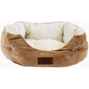 Teddy Exclusive Mand Shadow – Velvet Mandje Goud – L50xB40xH15cm – Voor Katten & Kleine Honden – Met Opstaande Randen & Uitneembaar Kussen