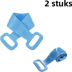 2-delige siliconen badhanddoek - Unisex - Dubbelzijdige sterke rugscrub voor modder- en as-exfoliatie - Blauw